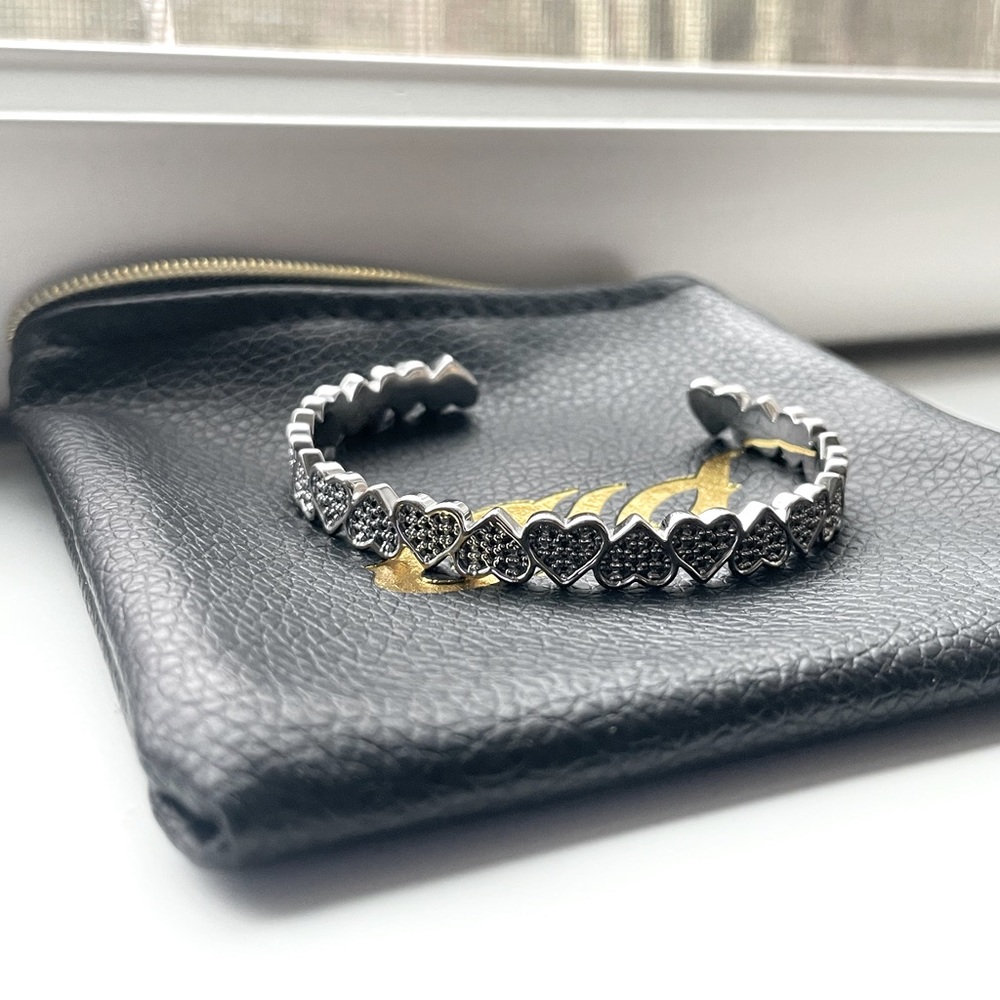 GLD Eternity Heart Cuff Bracelet in White Gold